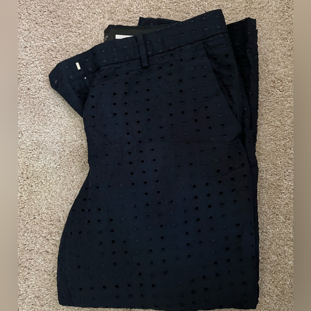 ANN TAYLOR Navy lightweight pattern work pants